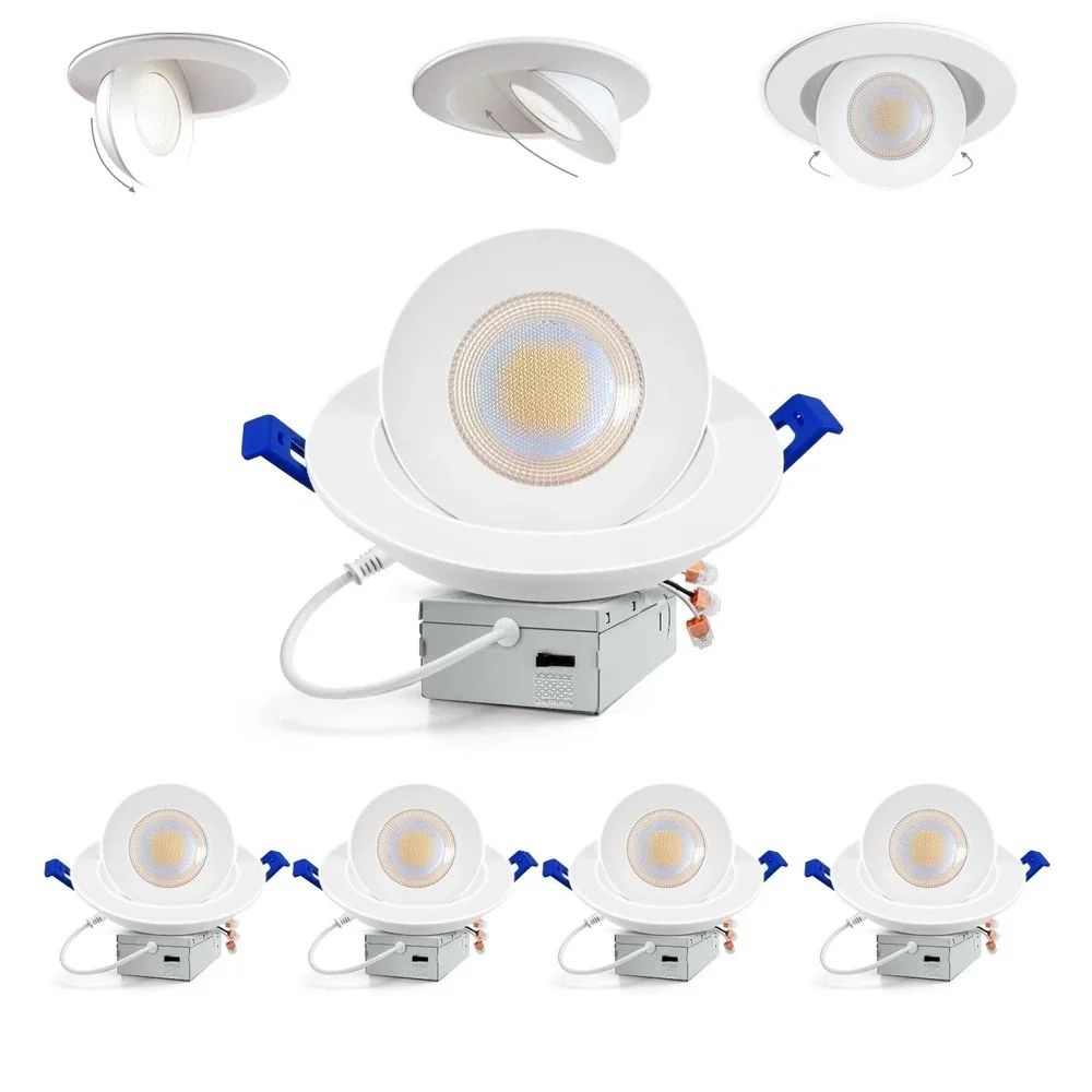 Adetu 6 Inch‎ LED Recessed Gimbal Lights 4 Pack 5CCT Adjustable Dimmable 1700LM